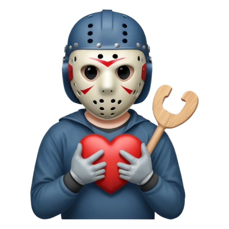 Jason Voorhees, looking cute, heart gesture with hands sticker