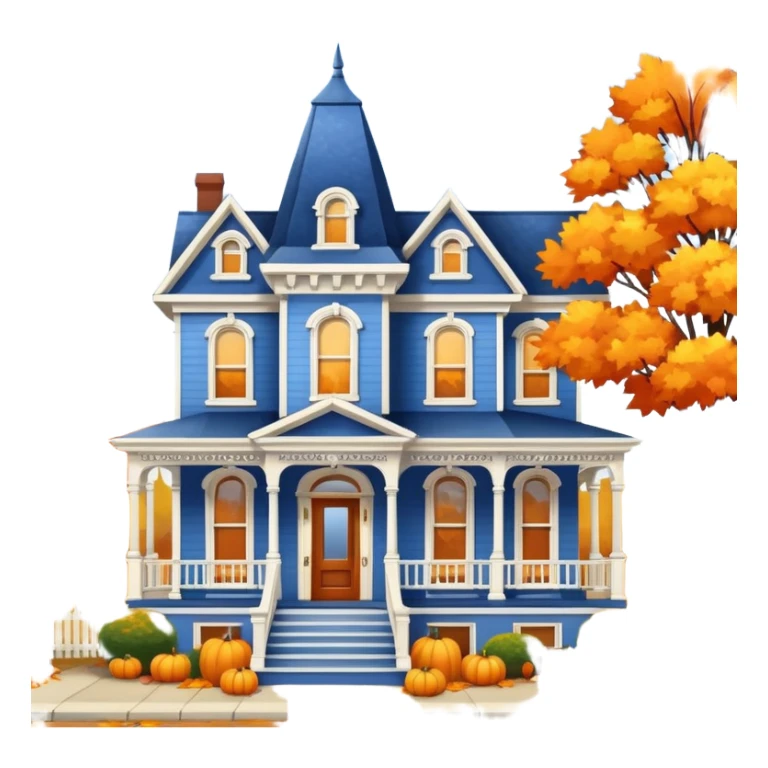 Blue anne victorian home decorated for fall  sticker