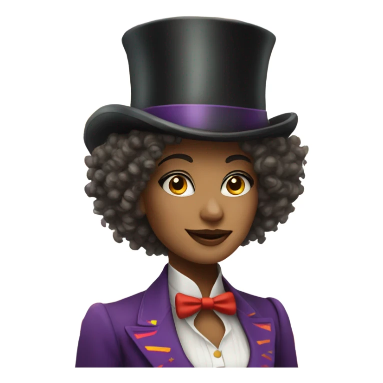 Woman with curly hair and top hat Circus sticker