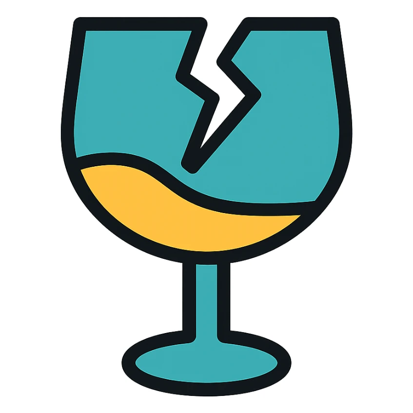 broken glass icon with color outline sticker