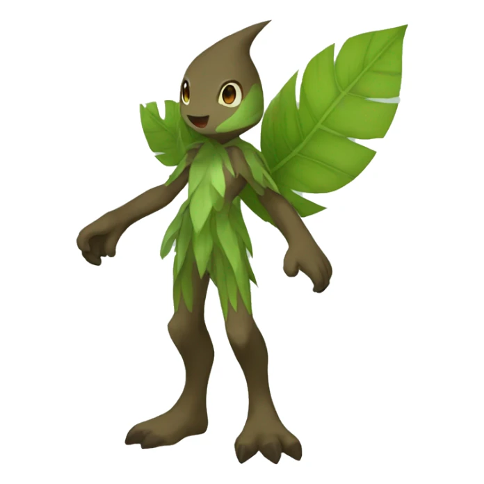  Green and Brown Leaf-Grass-Type-Fakemon-Creature full body sticker