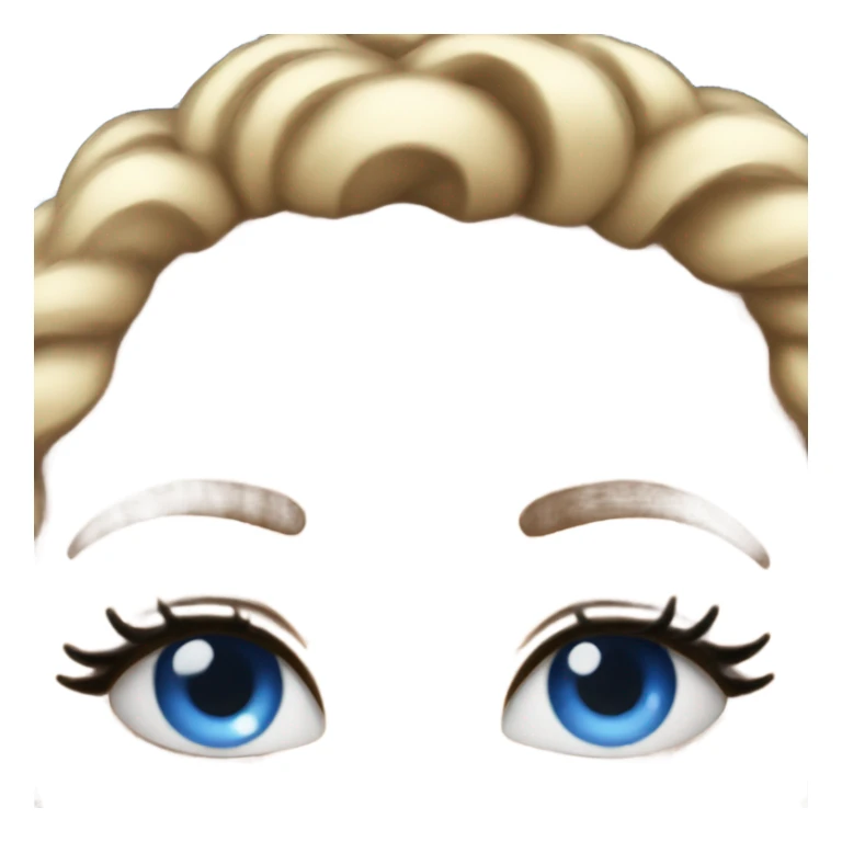 Eyes looking sideways with lashes and blue sparkly eyeshadow sticker