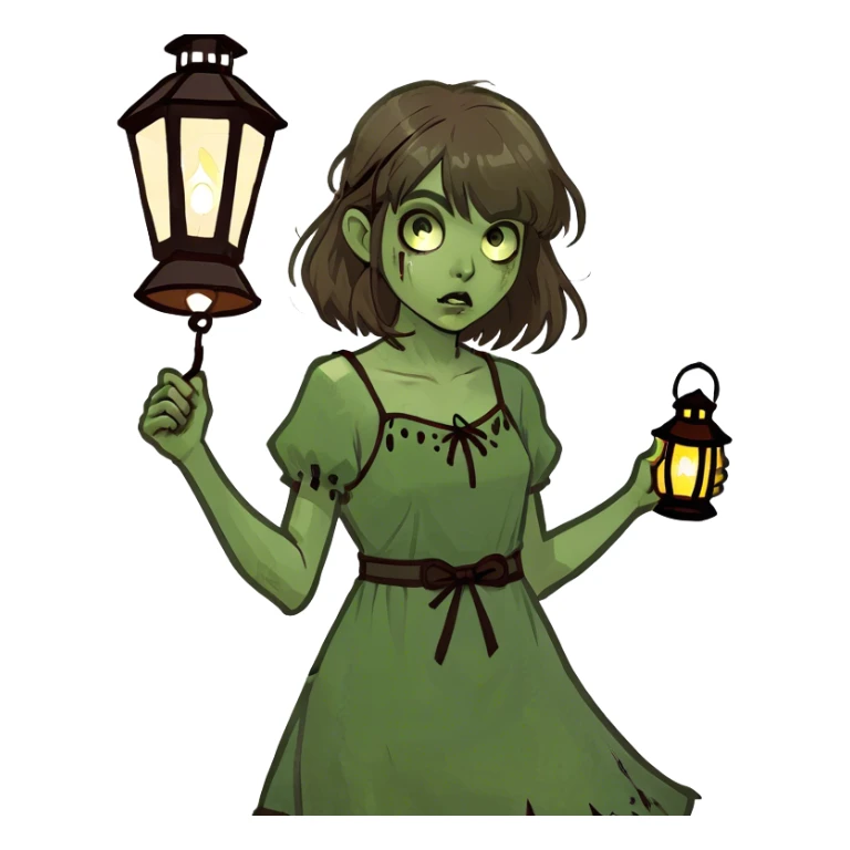 girl zombie with brown hair and bangs emoji sticker