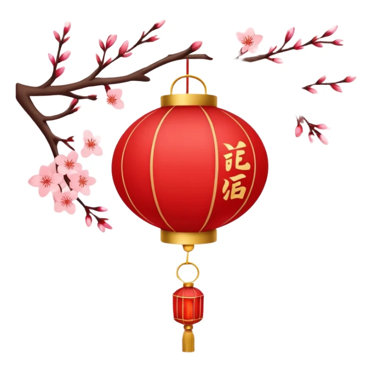 kawaii cute chinese red lantern with flowers sticker