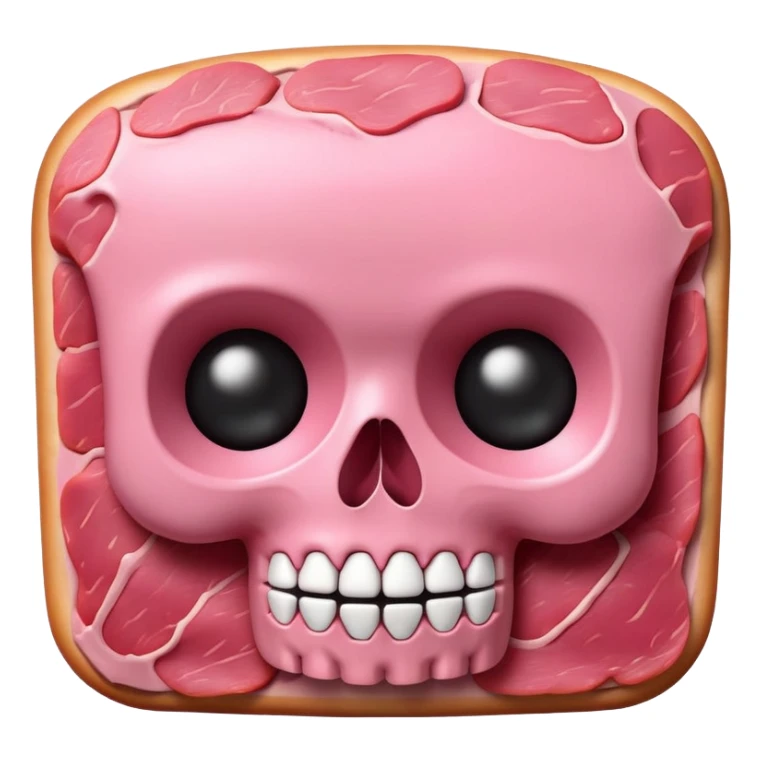 kawaii skull EMOJI made of SPAM MEAT sticker