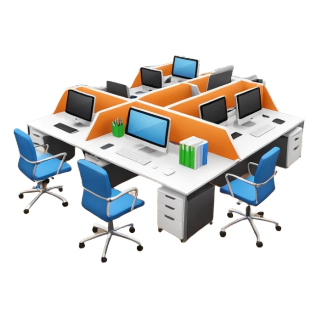 office room of designers isometric sticker