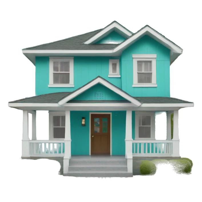 Turquoise and white craftsman style house  sticker