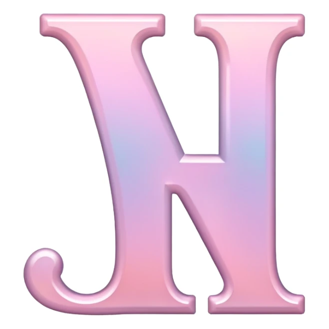 Iridescent pastel pink romantic formal elegant sophisticated Font setting icon with letter H sticker