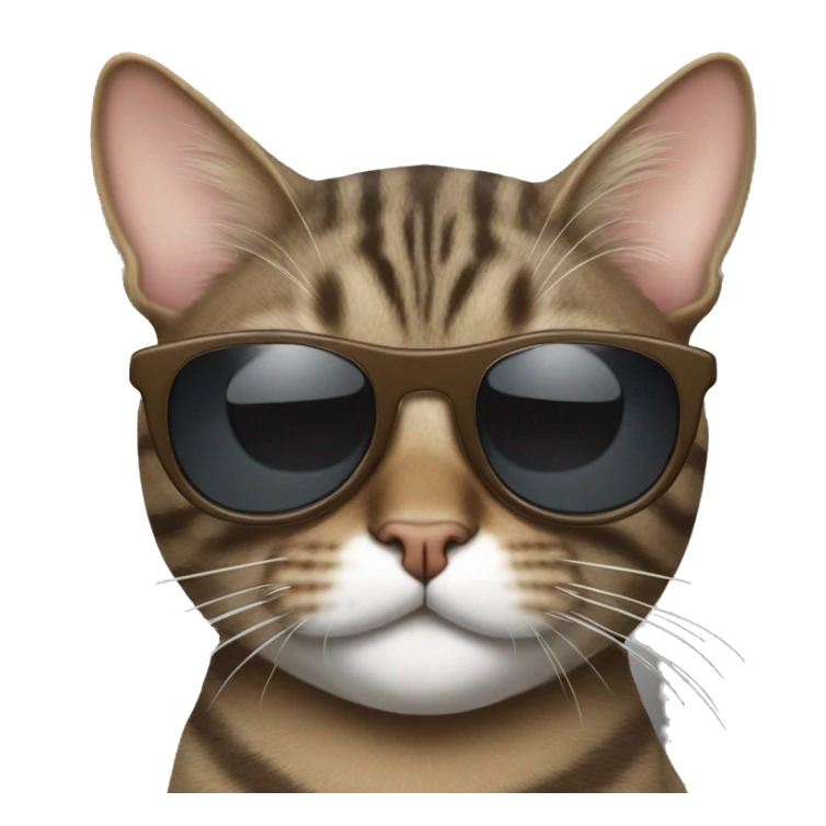 Brown and grey tabby Cat with sunglasses sticker