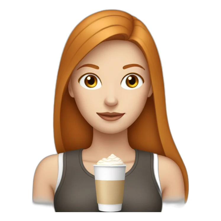 Ginger straight hair and blue eyes woman drinking a latte sticker