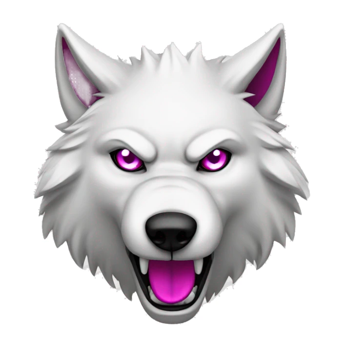 angry white wolf with  magenta eyes sticker