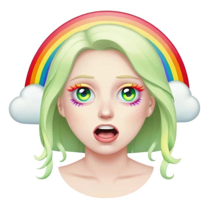 cash eyes barfing rainbows sticker