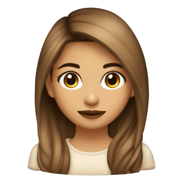 Chica con el pelo largo y castaño oscuro ojos marrones y top beige sticker