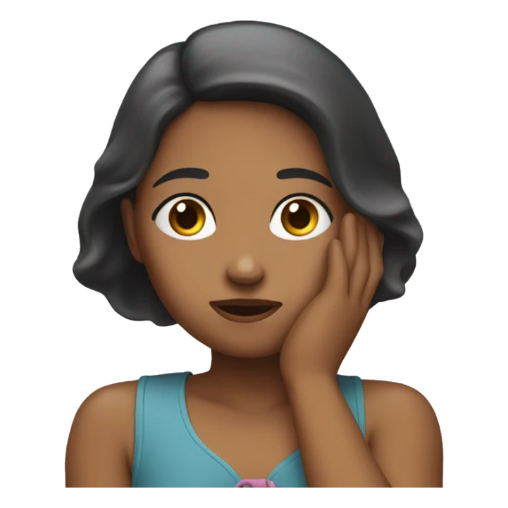 a girl sighing with a hand on the head sticker