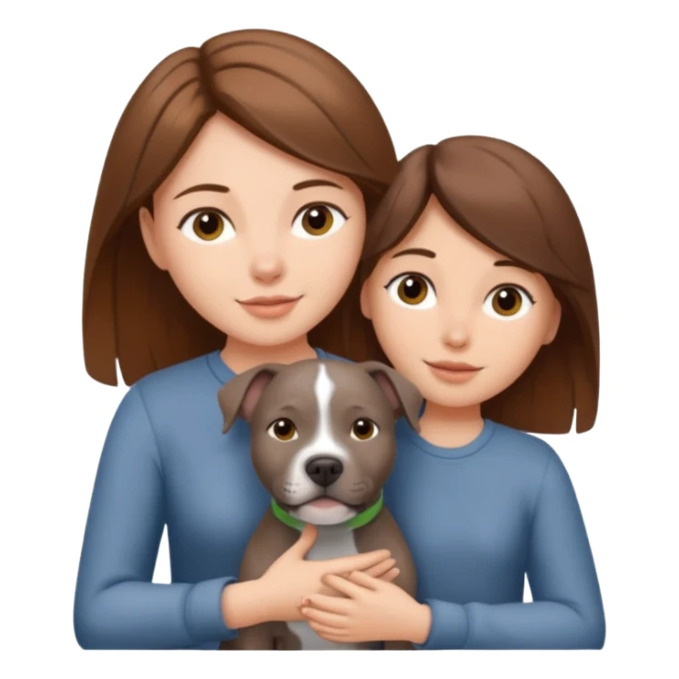 Grey pitbull with Brown haired Girl  sticker