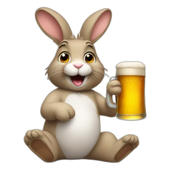 rabbit with a bottle of beer sticker