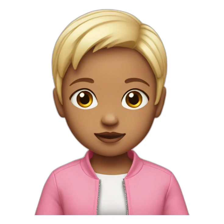 Baby girl with pink jacket short blonde hair sticker
