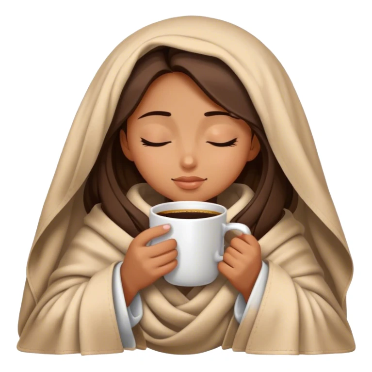 girl inside a blanket sipping coffee eyes closed sticker