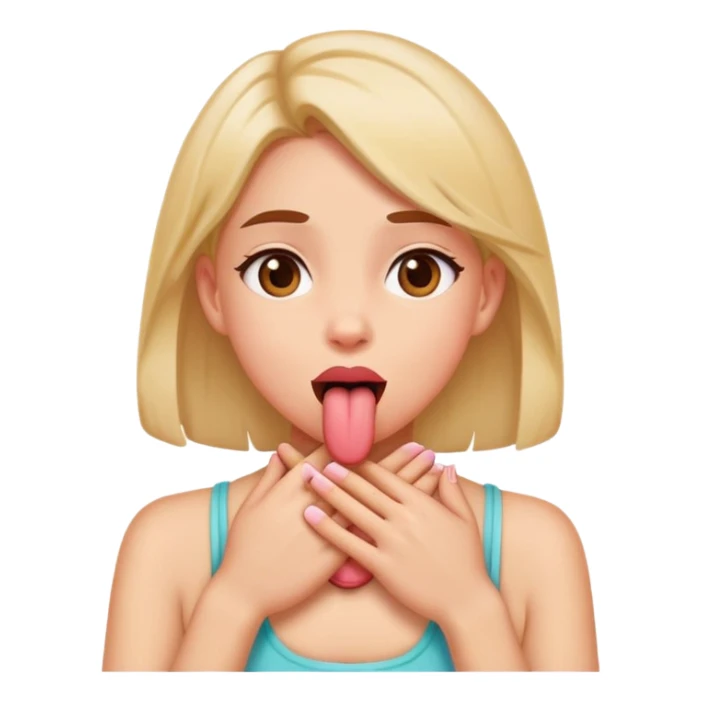 Girl With tongue out with hands crossing her neck sticker