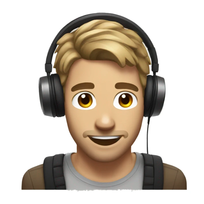 streamer man with headphones brown short hair happy sticker