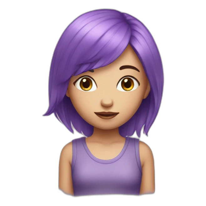 A girl with violet hair and eyes sticker