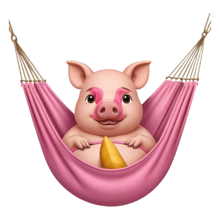 A pig lying in a hammock, fully relaxed, portrait, bust up sticker