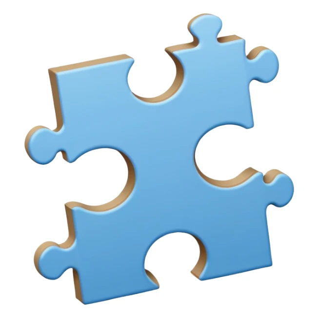 A Cambridge blue colored  piece of puzzle, half standing sticker