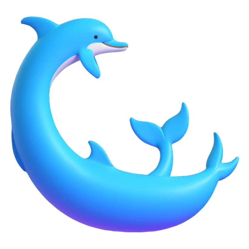 minimal and elegant 3D dolphin's tail with soft gradients sticker