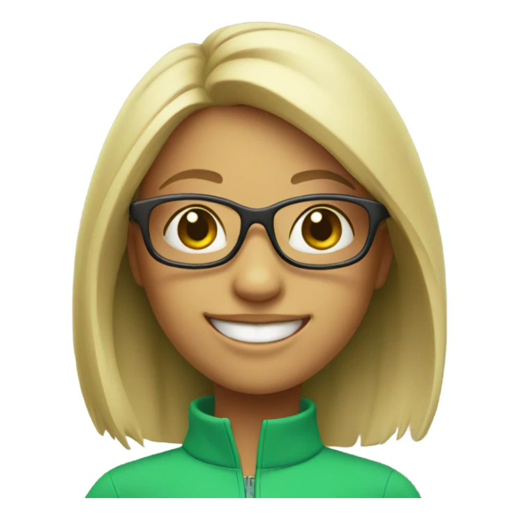smiling girl with green glasses indoors  sticker