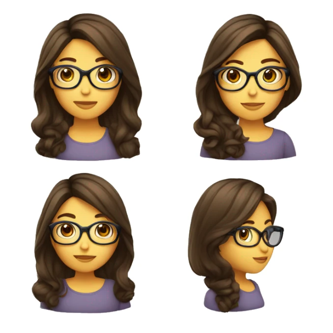 Fille brune cheveux long avec lunettes sticker