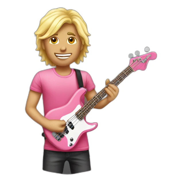 long-blond-bassguitar-player-pink-Tshirt-pink sticker