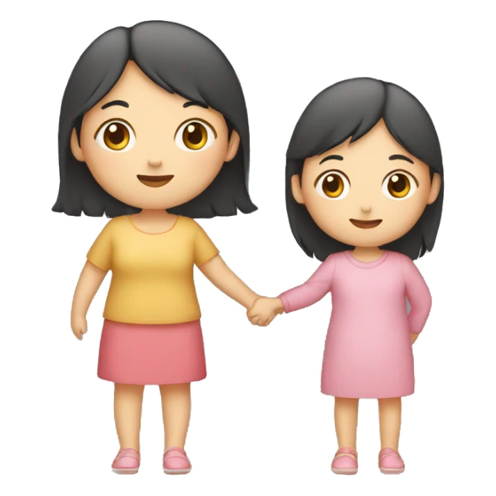 asian mother and daughter holding hands sticker
