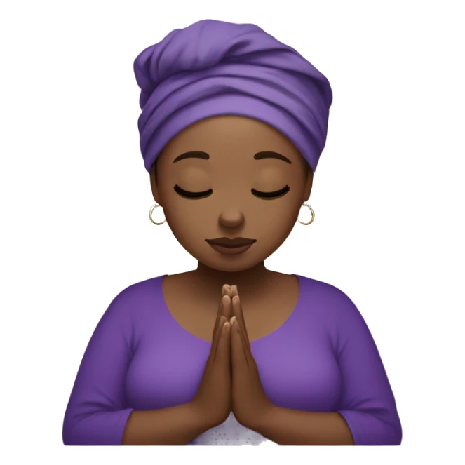 Dark Plus size woman praying with purple head wrap   sticker