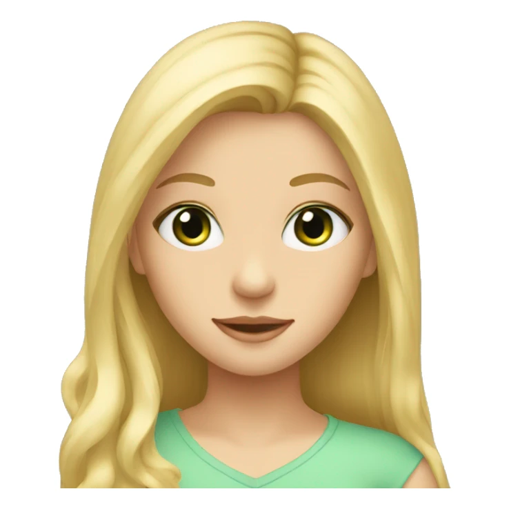 young blonde girl with long hair and light green eyes sticker