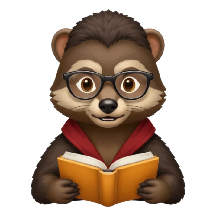 kitap okuyan gözlüklü bal porsuğu sticker