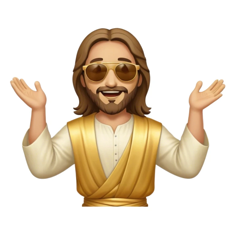 dancing figure of rejoicing Jesus with  sunglases golden  sticker