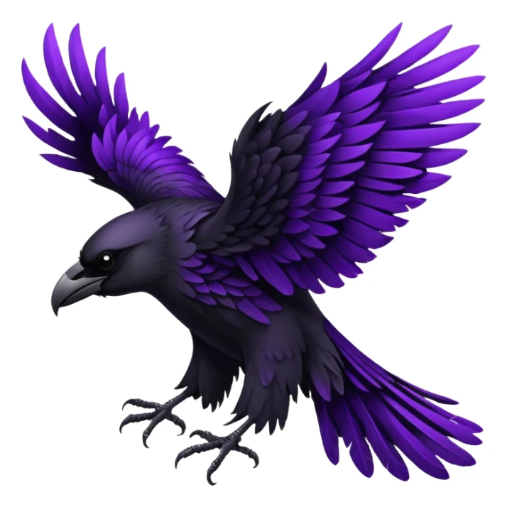 Black  and purple realistic Raven wings sticker