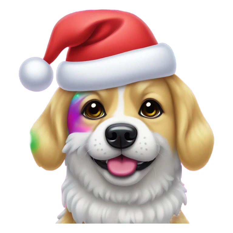 Lisa frank Christmas dog with Santa hat sticker