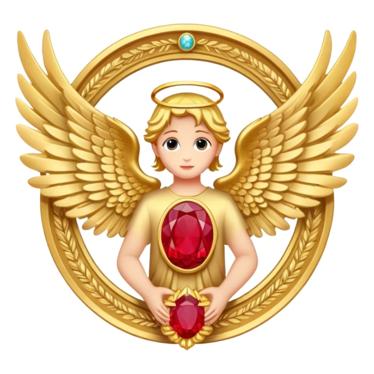 Third place award number in frame decorated with golden angel  wings and rubby stone sticker