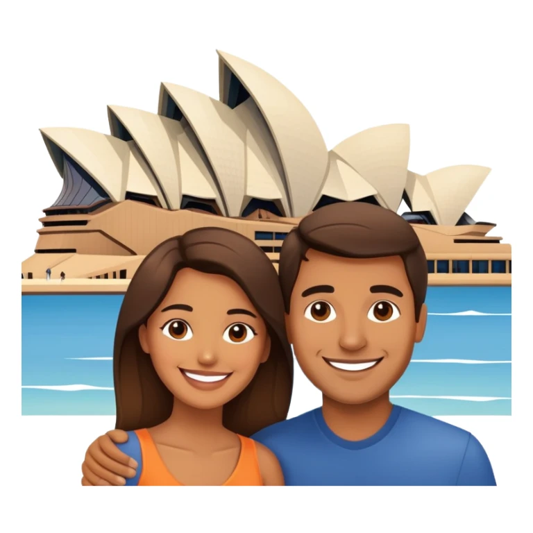 smiling couple at Sydney Opera House  sticker