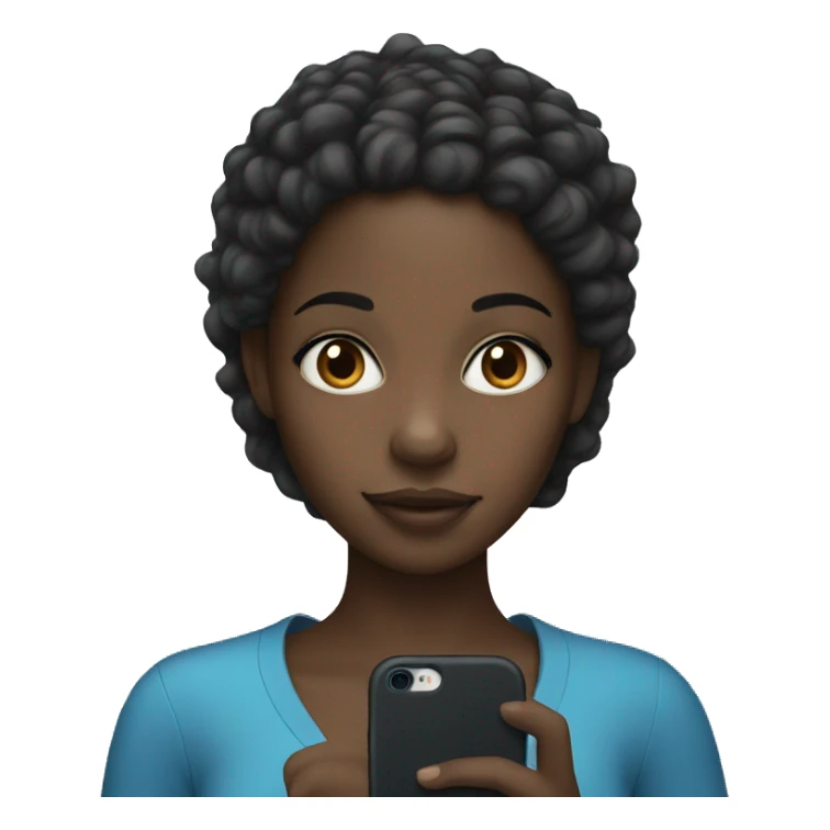 Black girl with blue eyes  holding iPhone  sticker