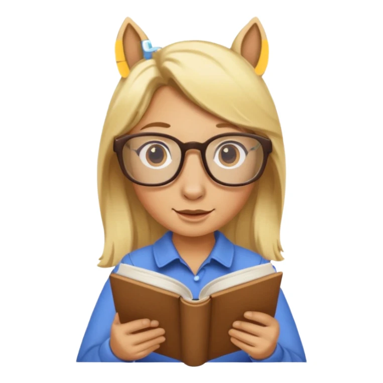 blondie horse read book with glasses sticker