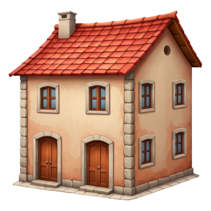old, tall crooked building with red roof.




 sticker