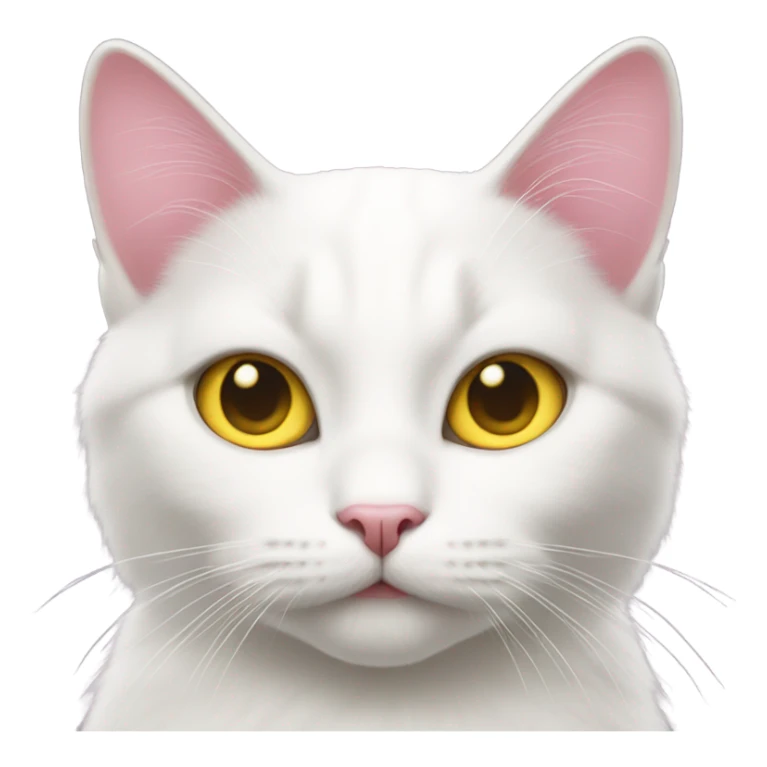 white cat,yellow eyes, pink rubbon sticker