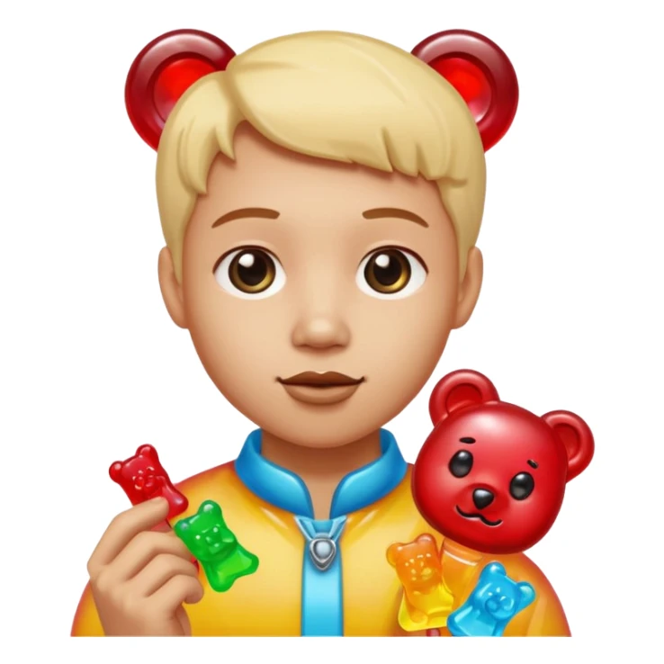 person made of candy, with accessories from candy sticker