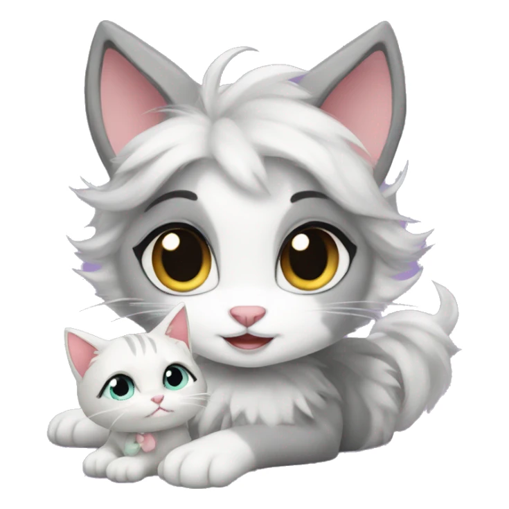 vanellope the furry gray with white kitty sticker