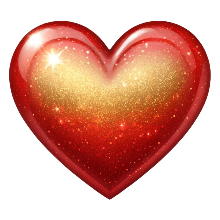 glitter heart, red to gold ombre sticker