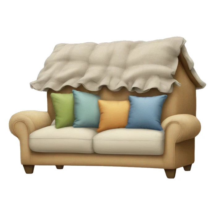house made of pillows on the sofa sticker