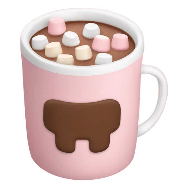 Light Pink mug of hot chocolate with marshmallows  sticker