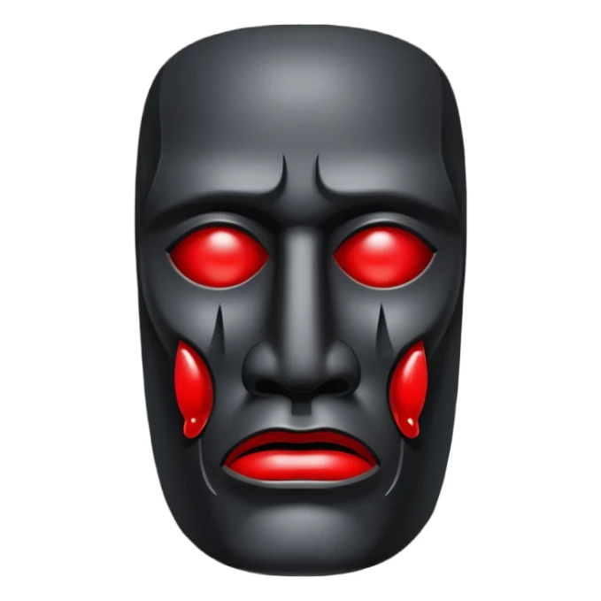 A cursed black obsidian Moai mask with red blood tears sticker